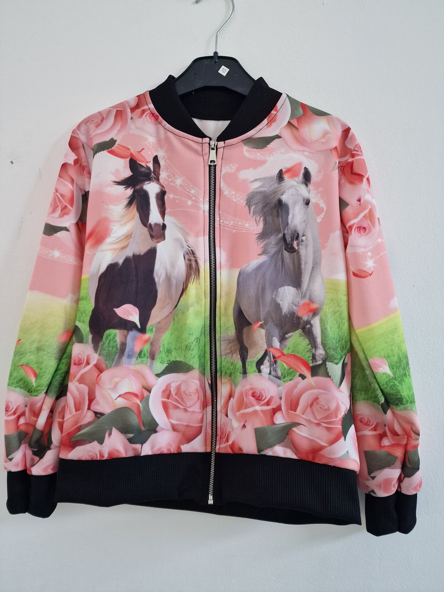 Pferd Sweatjacke dünne Weste mit Vollprint Pferdemotiv
