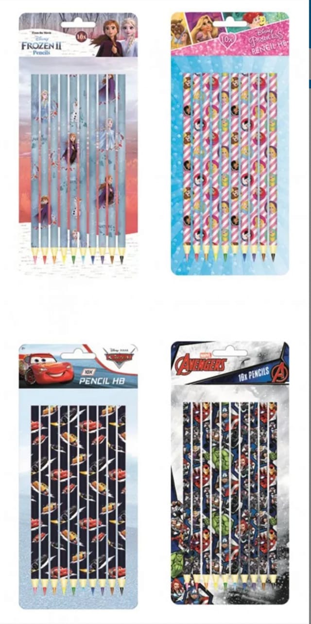 Disney Princess, Cars und Marvel Avengers 10er Set Buntstifte aus Holz