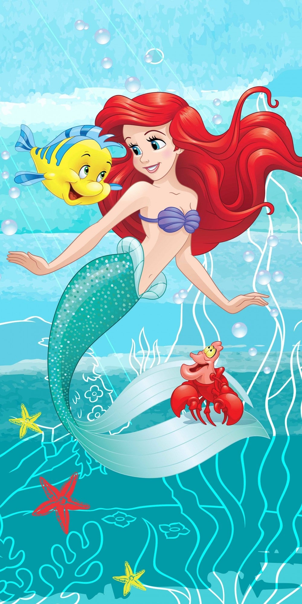 Disney Princess Ariel Badetuch Baumwolle 70x140cm