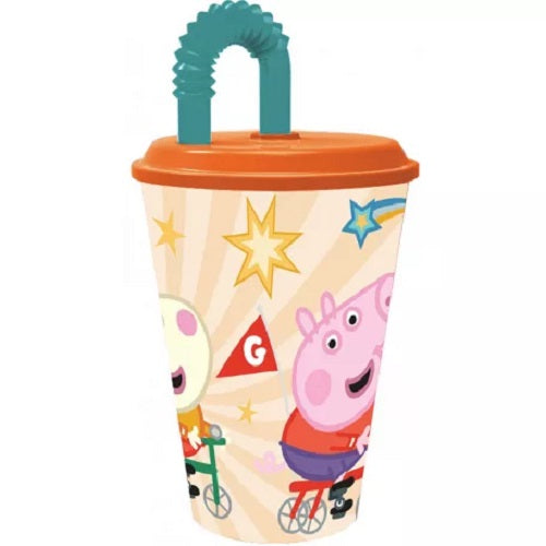Peppa Pig Trinkbecher mit Strohhalm und Deckel