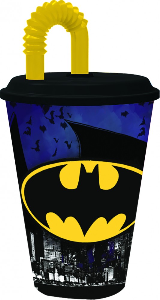 Batman Trinkbecher mit Strohhalm und Deckel