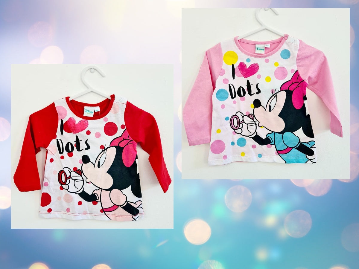 Minnie Mouse Langarm Shirt Baby I love Dots