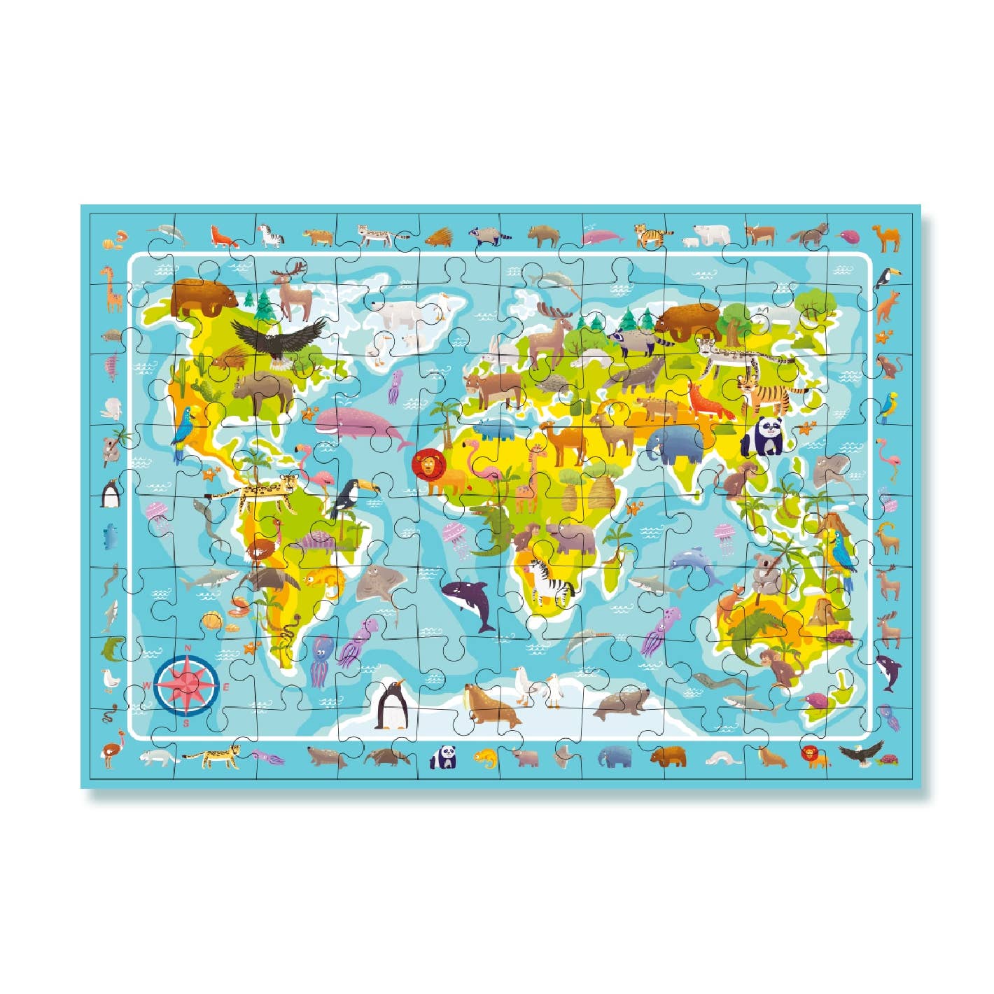 Puzzle Weltkarte Tierwelt 80 Teile