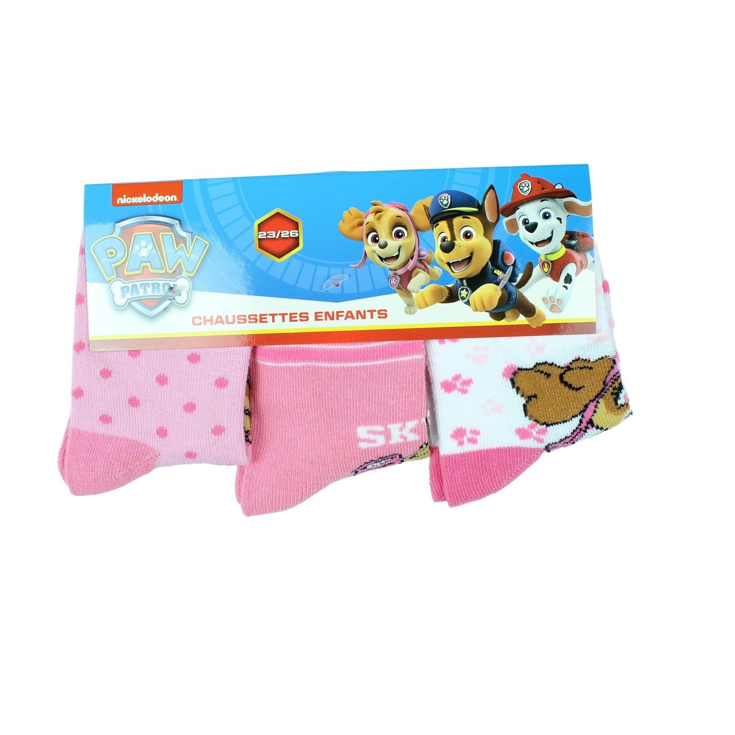 Paw Patrol girls socks set of 3 pink stockings Skye