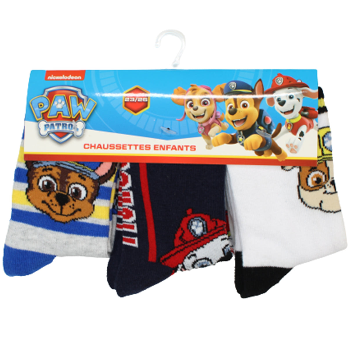 Paw Patrol boys socks set of 3 stockings Marshall, Rubble, Chase