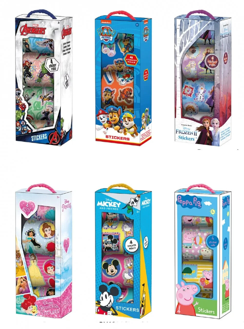 Mickey and Friends, Frozen, Princess, Avengers, Peppa Wutz, Paw Patrol Sticker Box Holographische Aufkleber