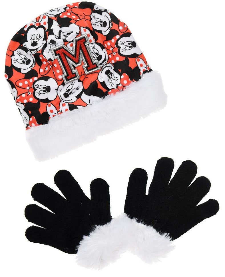 Minnie Mouse Set Mütze und Handschuhe mit Kunstfell