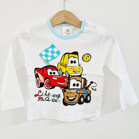 Cars baby long-sleeved shirt white size. 80