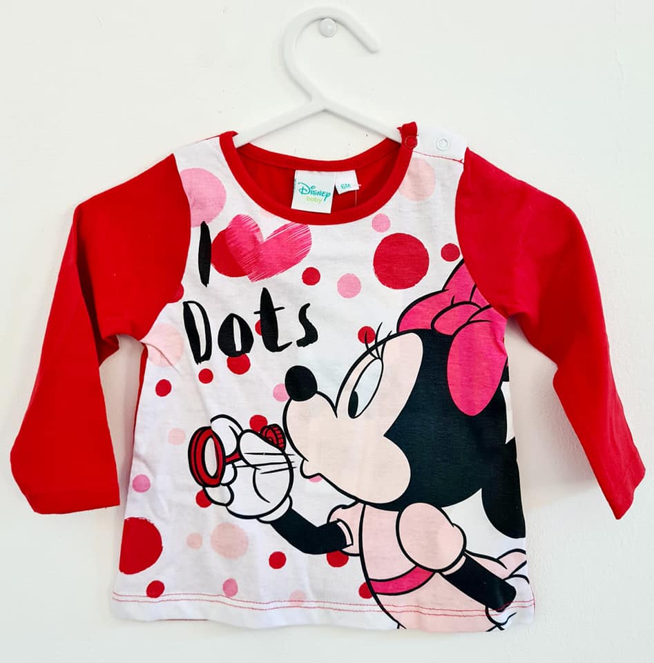 Minnie Mouse Long Sleeve Shirt Baby I love Dots