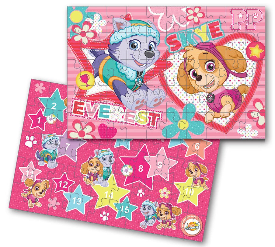 Paw Patrol Puzzle 50 Teile mit Spiel auf der Rückseite