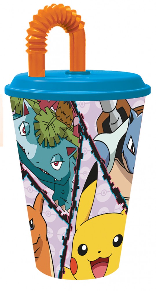 Pokémon Trinkbecher mit Strohhalm und Deckel