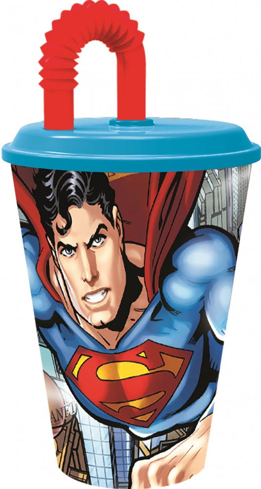 Superman Trinkbecher mit Strohhalm und Deckel