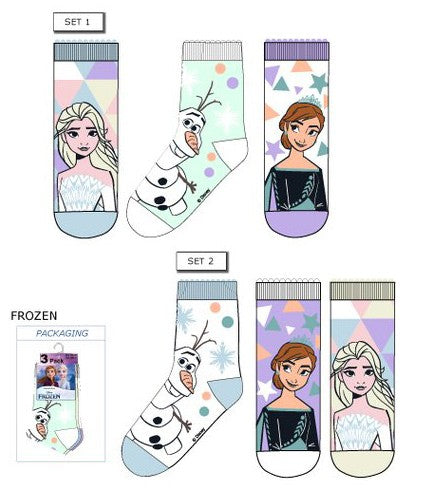Frozen Die Eiskönigin Anna, Elsa und Olaf 3er Set Socken