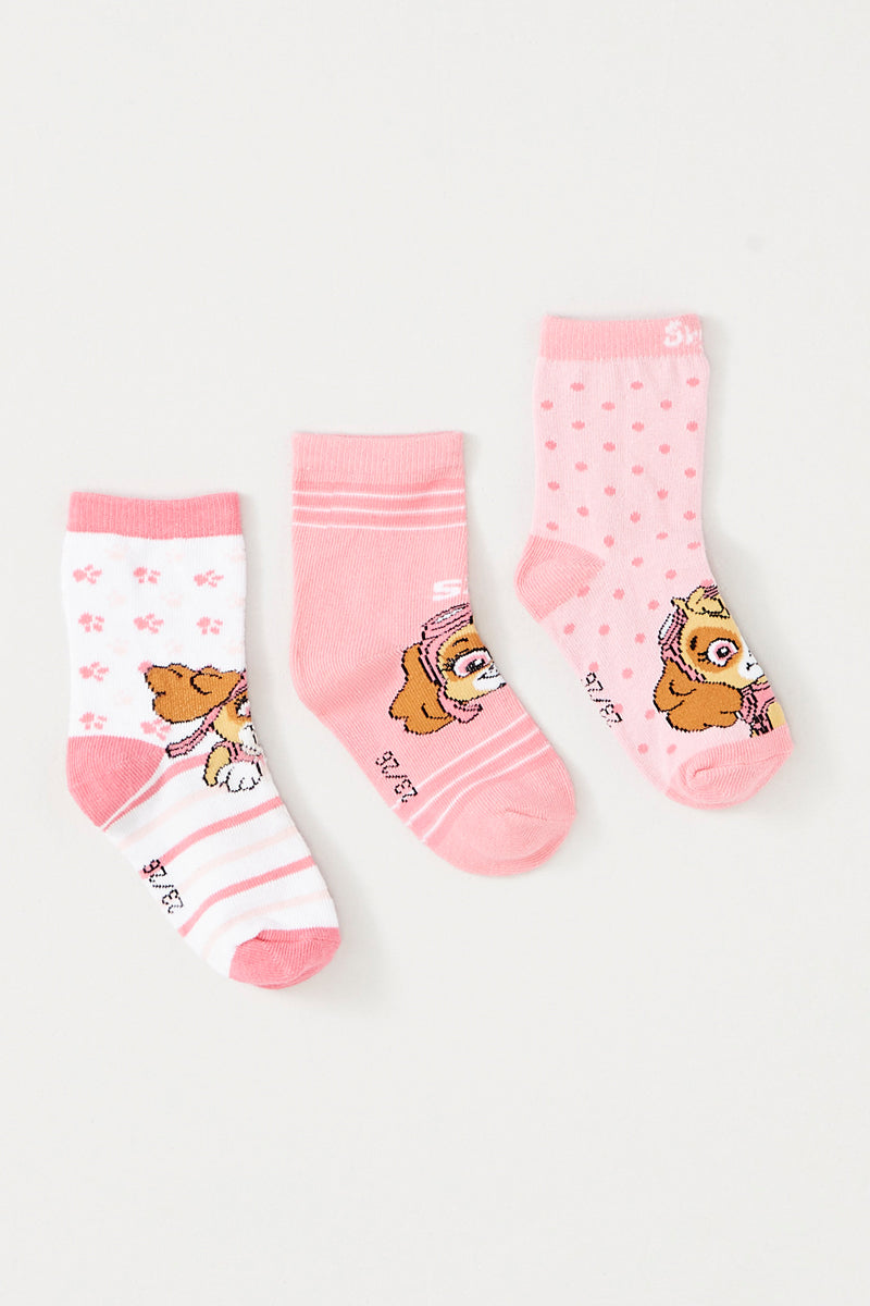 Paw Patrol girls socks set of 3 pink stockings Skye