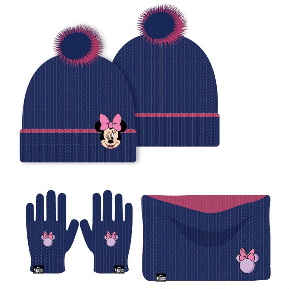 Minnie Mouse Set Mütze Loop Handschuhe blau