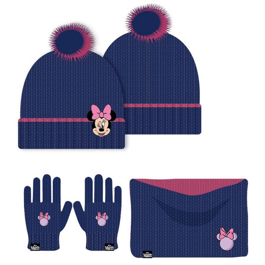 Minnie Mouse Set Hat Loop Gloves Blue